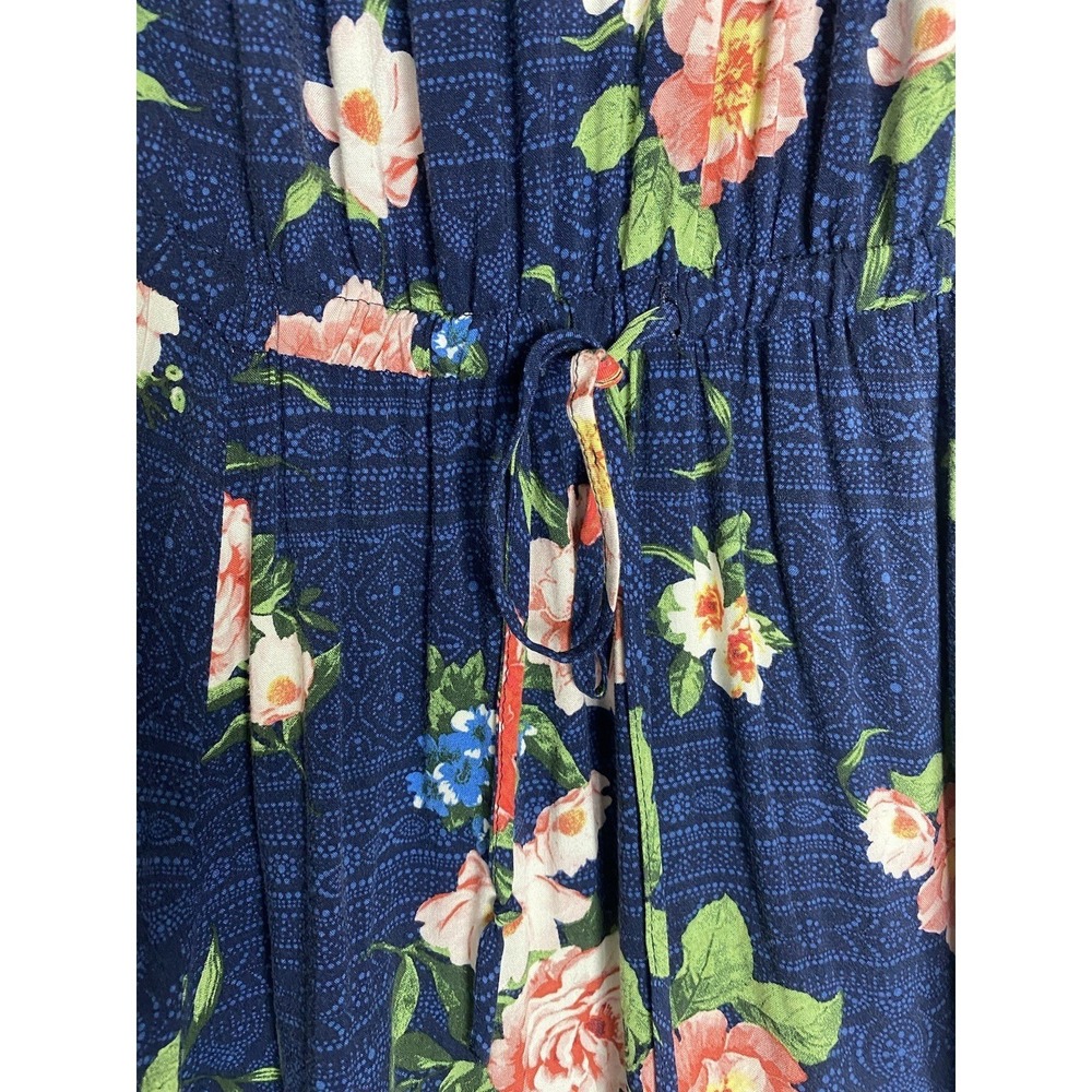 Torrid Womens 1 Sleeveless Sundress Blue‎ Floral Tie Neckline Elastic Waist - Picture 4 of 10